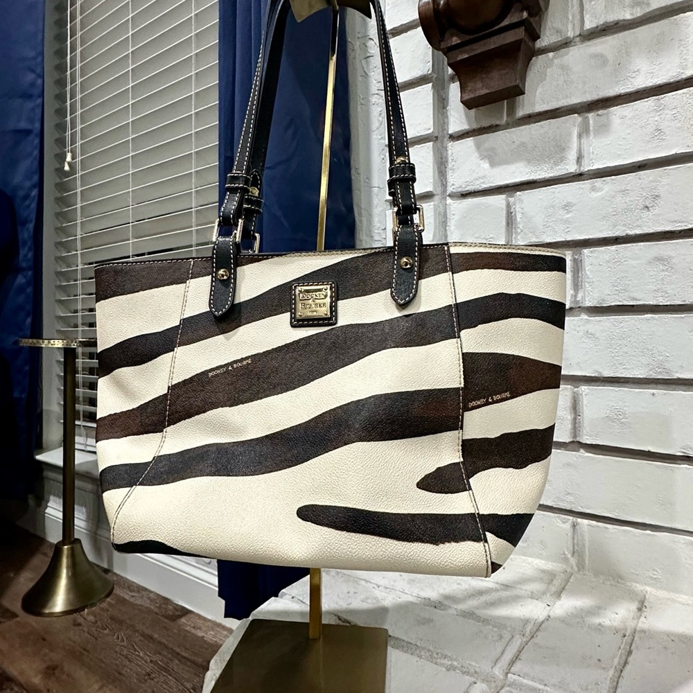 Dooney & Bourke Black and White Striped Tote Bag